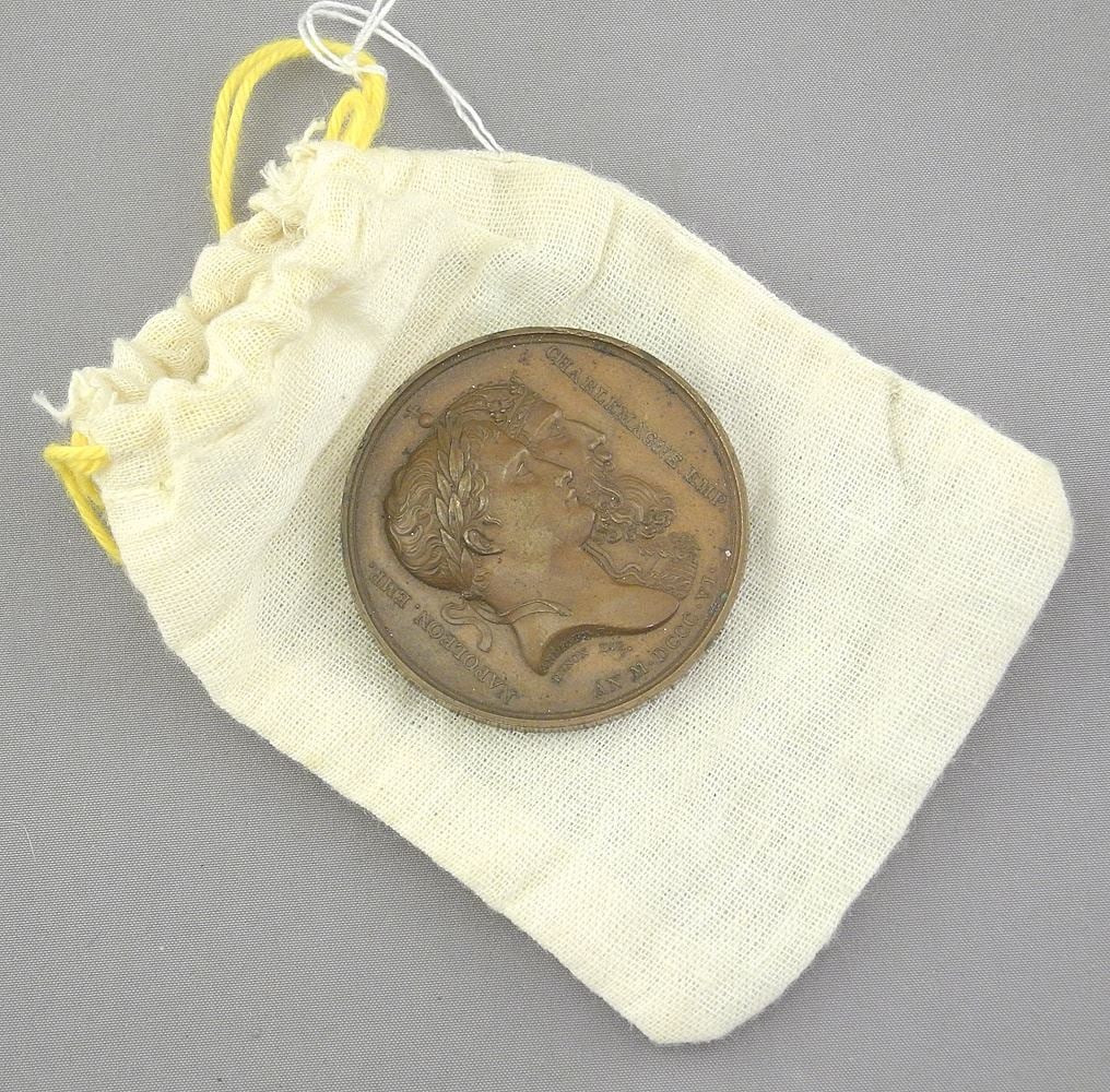 Napoleonic Bronze "Alliance with Saxony" 1806 Medallion, 1 5/8" Diam. , 37.9g. (1 of 6)