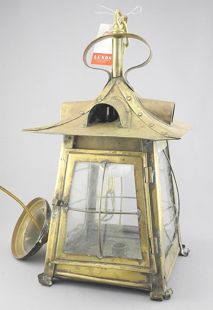 Arts & Crafts Brass Porch Light, 15"h. (1 of 5)