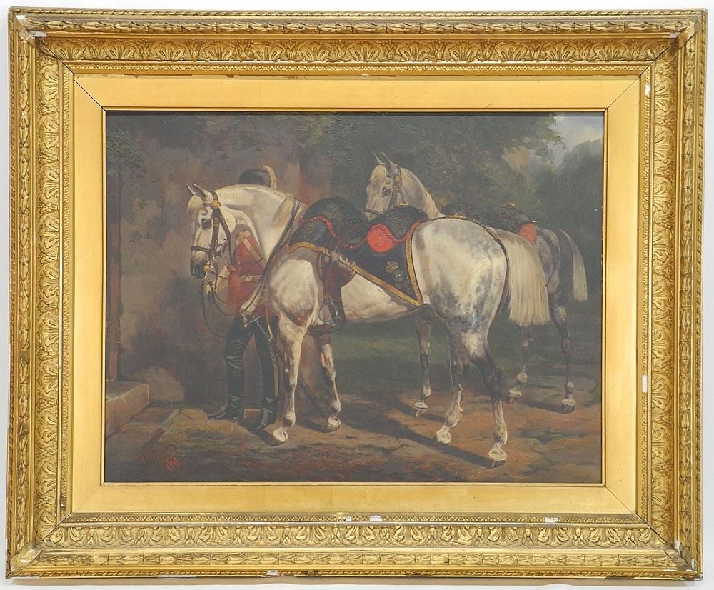 Oil on Canvas Monogrammed WO (William Osborne), 18 x 24", "Dragoon Guards Horse": Oil on Canvas Monogrammed WO (William Osborne), 18 x 24", "Dragoon Guards Horse"