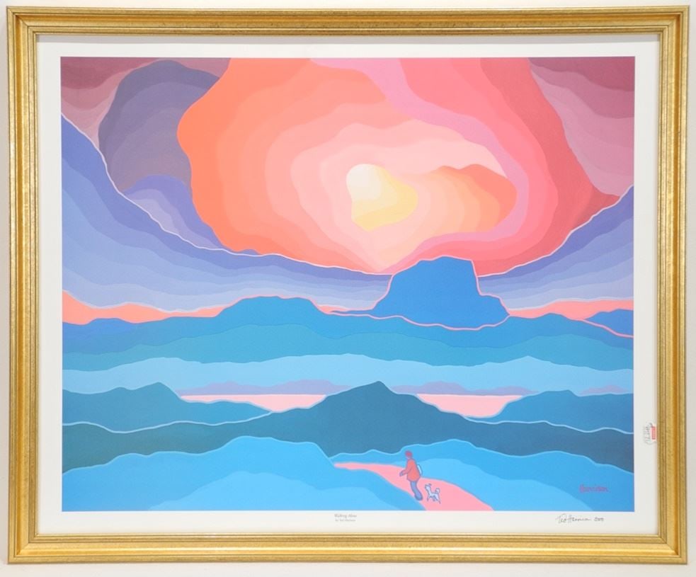 Colour Print signed Ted Harrison 2000, 19 3/4 x 24 3/8", "Walking Alone". (1 of 4)