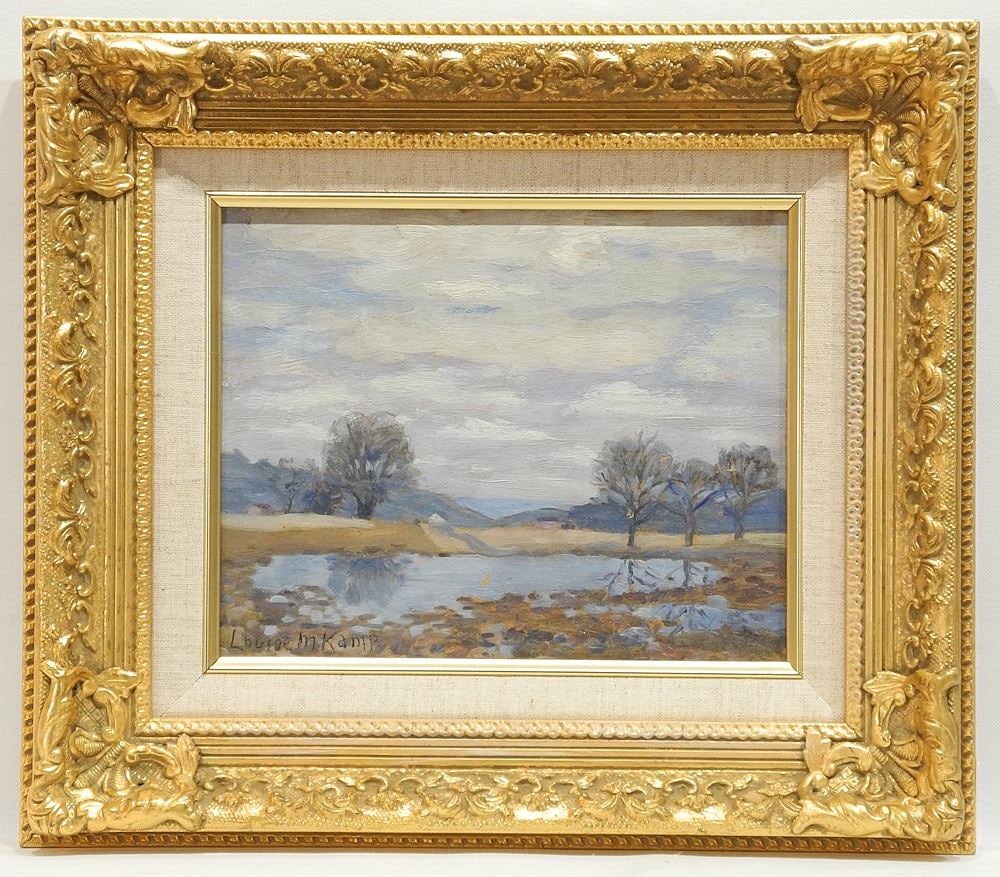 Oil on Board signed Louise M. Kamp, 8 x 10", "Landscape after Rain". (1 of 3)