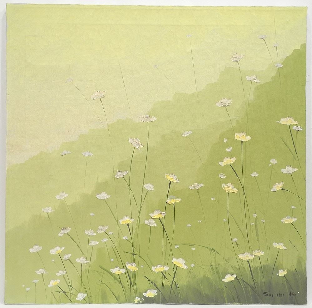 Oil on Canvas signed Sai Hoi Ho, 24 x 24", "Spring Flowers".: Oil on Canvas signed Sai Hoi Ho, 24 x 24", "Spring Flowers".