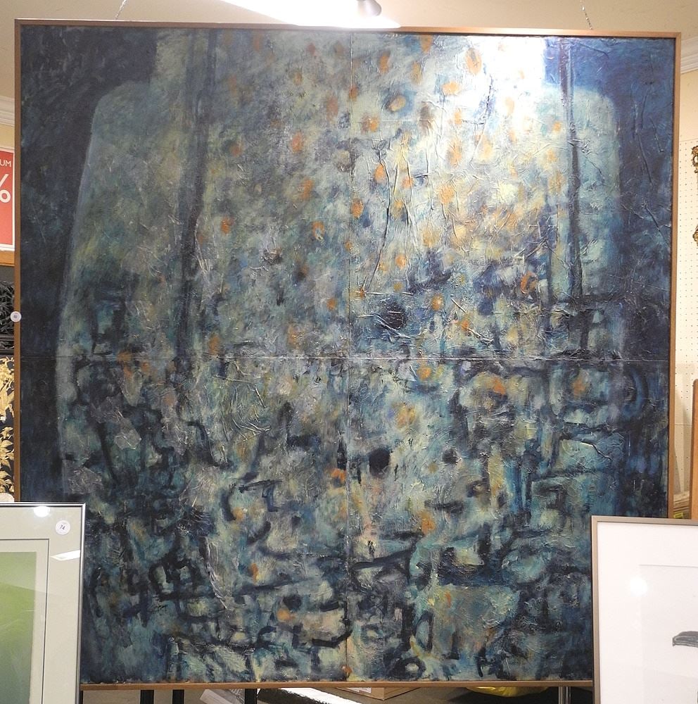 Mixed Media on Canvas signed Krystina Jervis Verso, 60 1/2" x 60 1/2", "Blessings".: Mixed Media on Canvas signed Krystina Jervis Verso, 60 1/2" x 60 1/2", "Blessings".