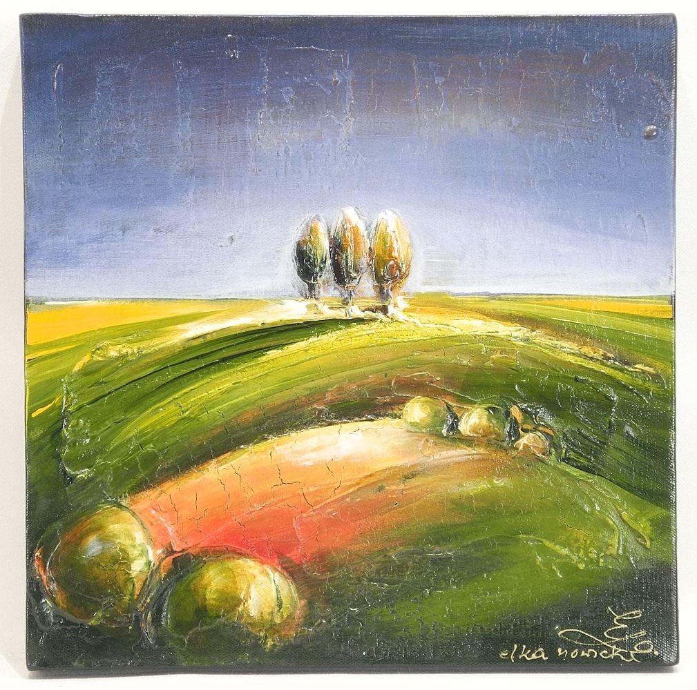 Mixed Media on Canvas signed Elke Nowicka 2008, 12 x 12", "Hills & Beyond 1". (1 of 4)