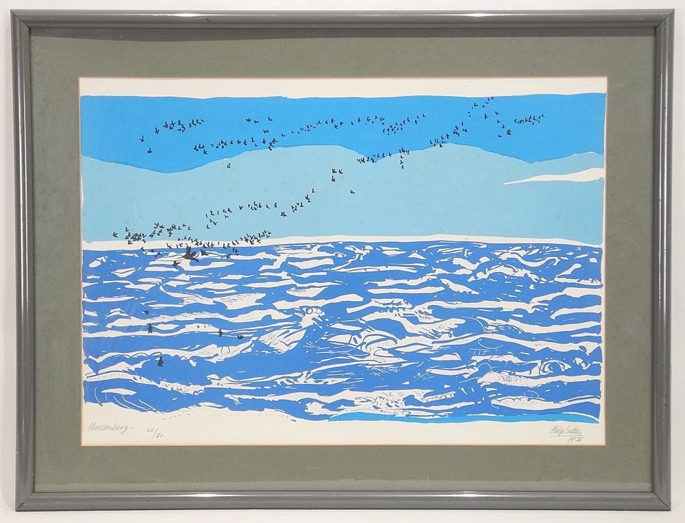 Serigraph signed Philip Sutton, 14 x 20", "Muizenberg" #25/150, 1976 (1 of 5)