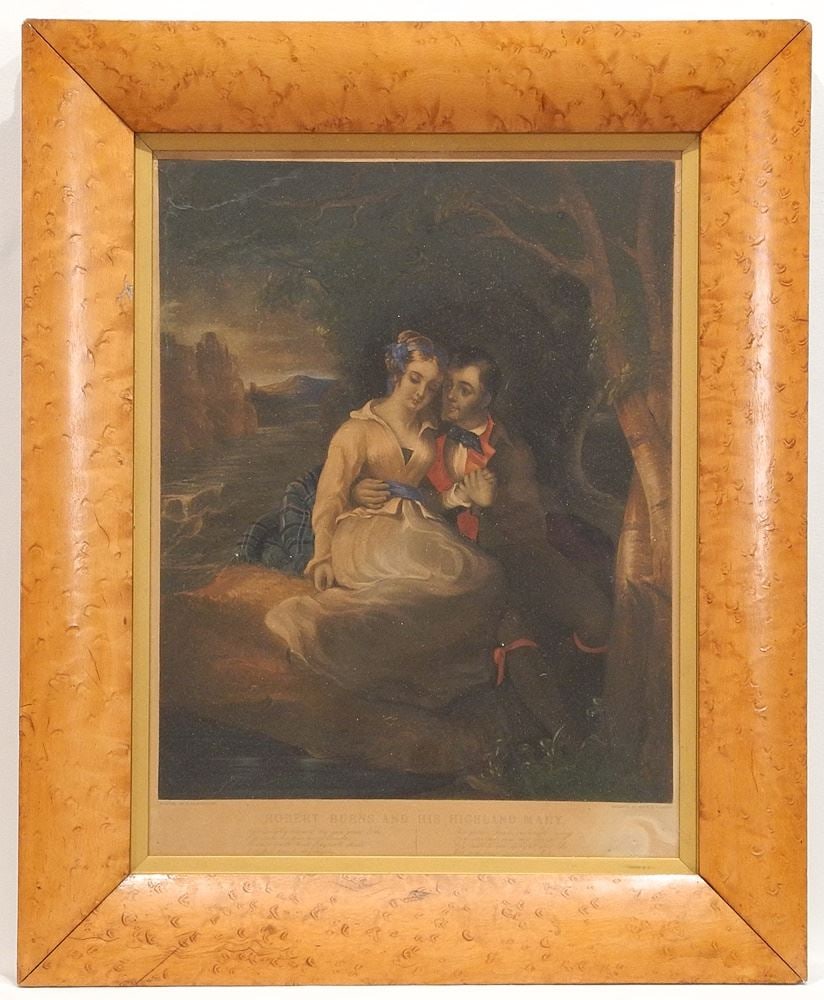 Coloured Engraving, 16" x 11 3/4", 'Robert Burns & His Highland Mary'. (1 of 4)