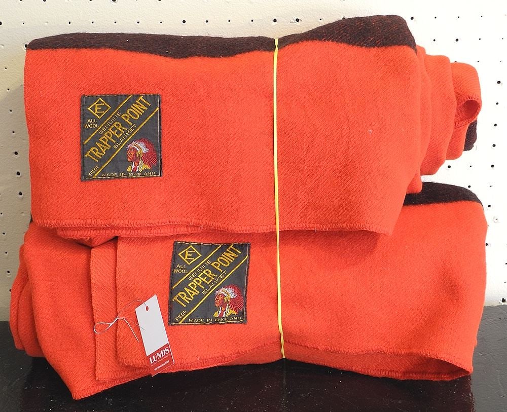 Two Red Eaton "Trapper Point Blankets, 3 1/2 & 4 Points. (1 of 2)