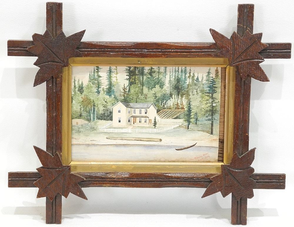 Watercolour Monogrammed EHW, 3 7/8" x 6 1/8", "The Mission House, Alert Bay". (1 of 3)