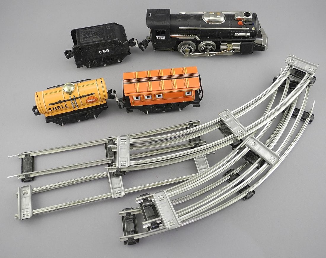 Japanese Model Train Set with Original Lower Box, 13".: Japanese Model Train Set with Original Lower Box, 13".