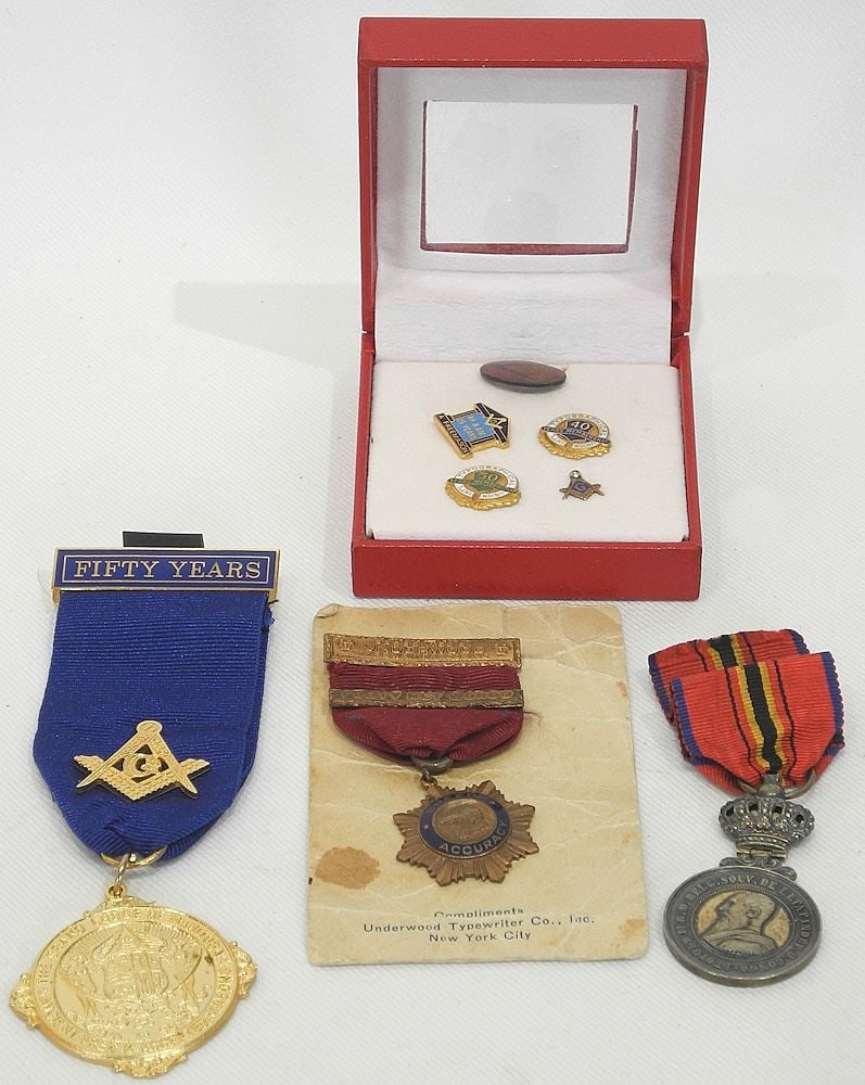 Collection of Underwood Accuracy / Belgian / Masonic Medals & Pins. (1 of 2)