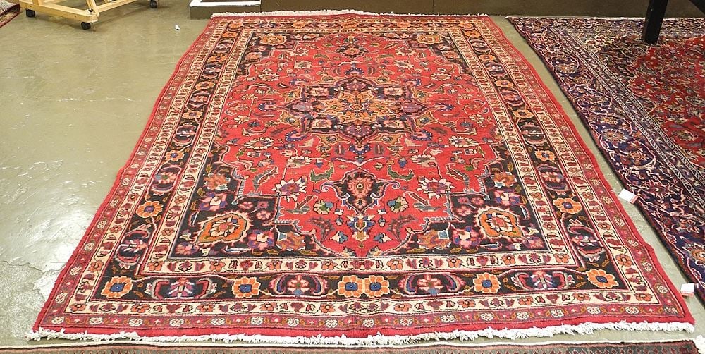 Hand Knotted Mashhad Carpet Approximately 6'9" x 10'2". (1 of 3)