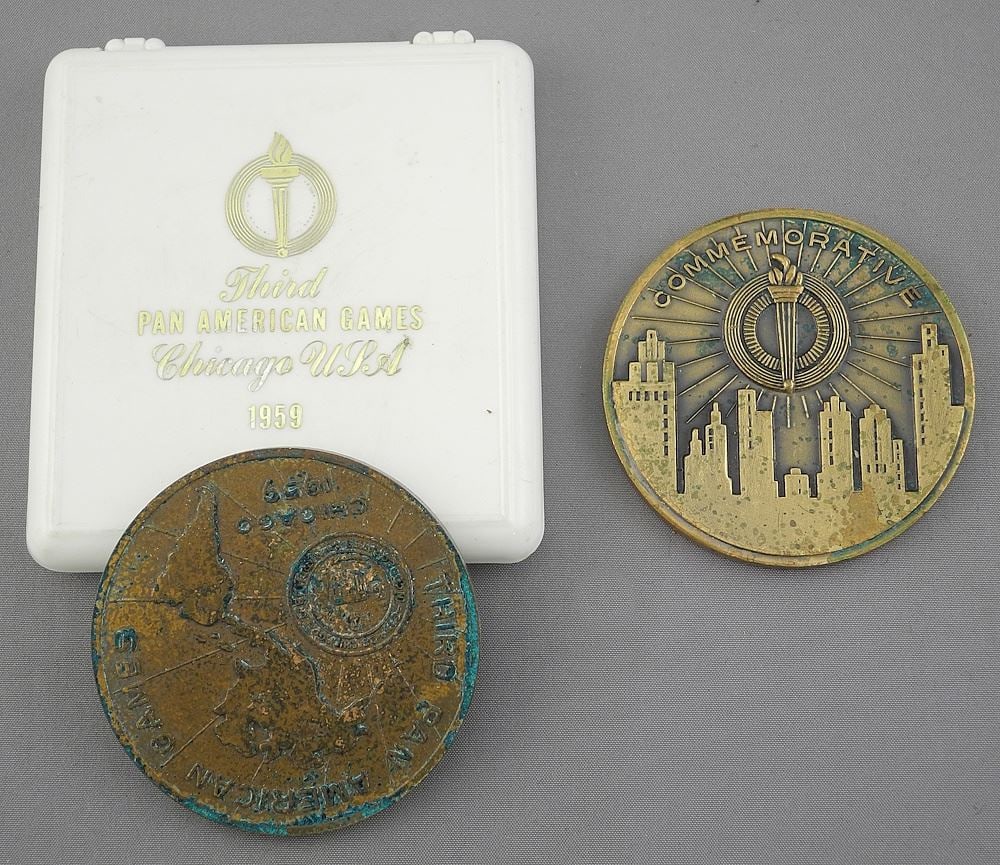 Two 1959 Chicago Pan American Games Medals, 2" Diameter. (1 of 2)