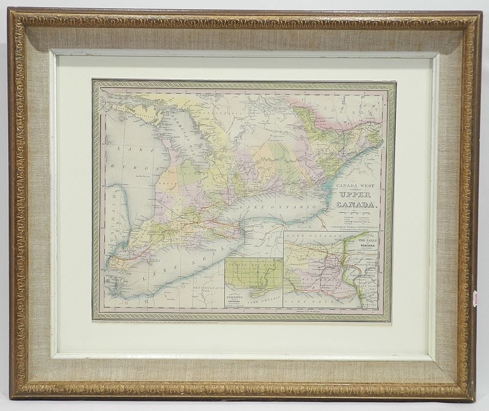Antique Map: "Canada West", T. Cowperthwait & Co., 1850, 12 7/8 x 15 3/4". (1 of 3)