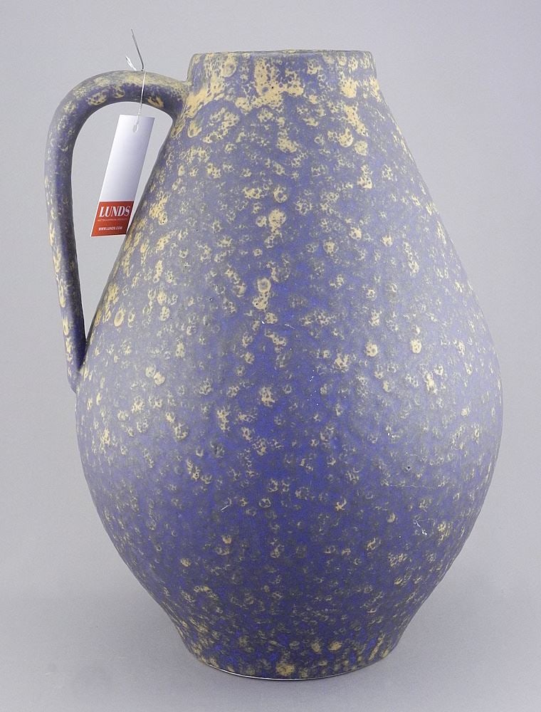 West German Blue Glazed Pottery Pitcher, 14"h. (1 of 4)
