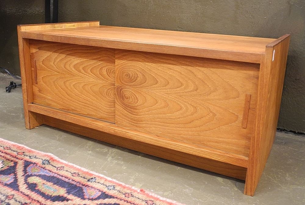 Danish Modern Teak Sliding Door Cabinet.: Danish Modern Teak Sliding Door Cabinet.