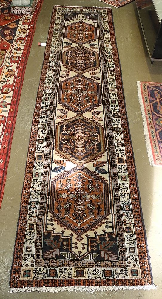 Hand Knotted Wool Ardabil Runner Approximately 2'3" x 9'3". (1 of 3)