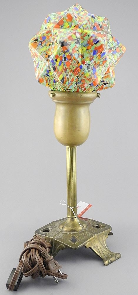 Vintage Czech Glass & Cast Metal "Suits" Table Lamp, 18 1/4"h. (1 of 3)