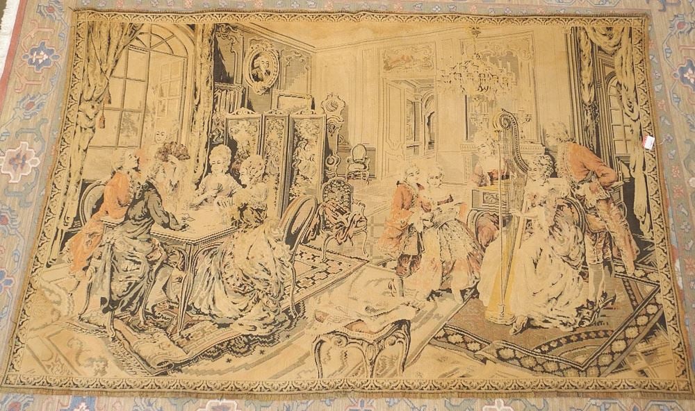 French Rococo-Style Tapestry, 50 x 74". (1 of 1)