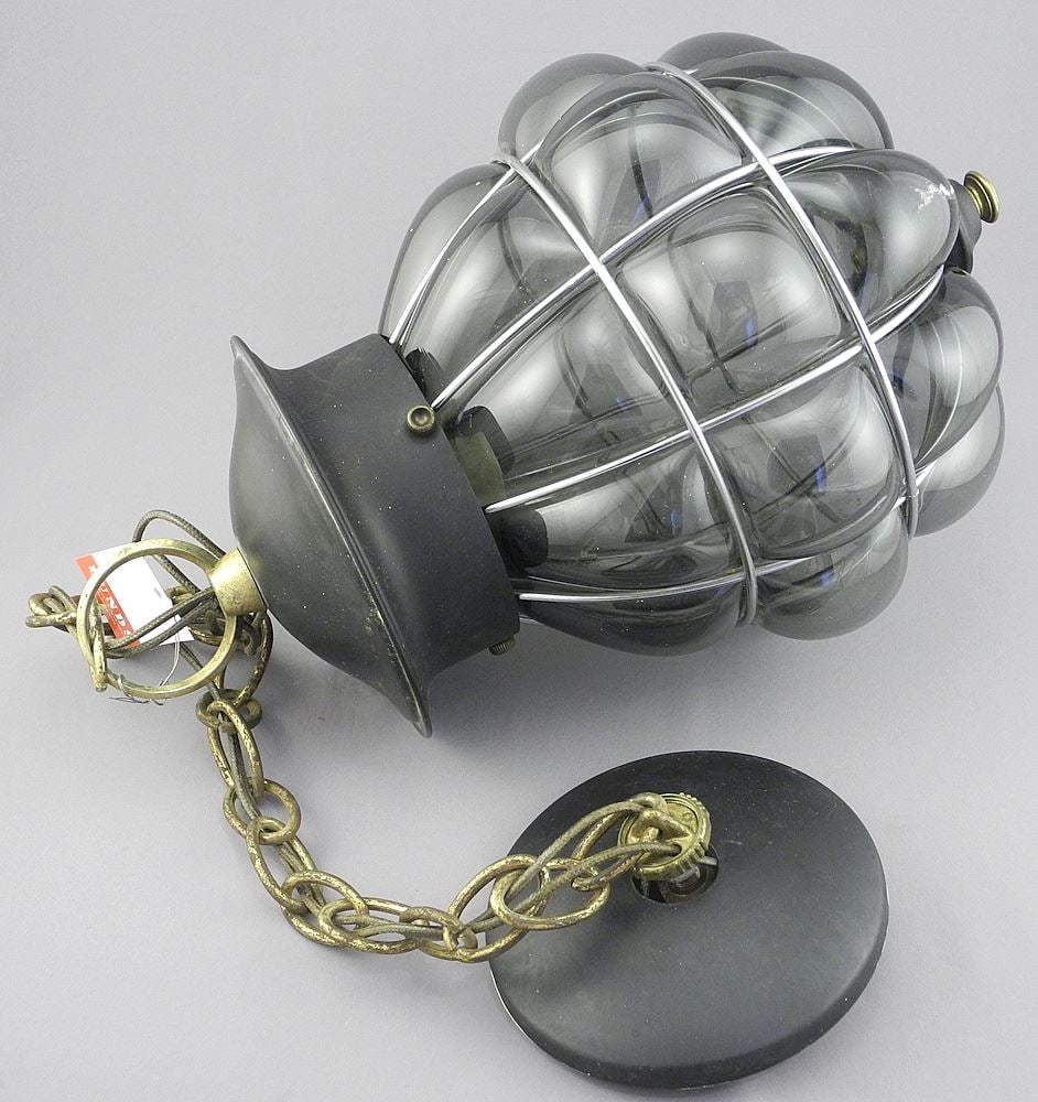 Vintage Black Wire Wrapped Pendant Light Ficture, 34 1/2" Drop. (1 of 2)