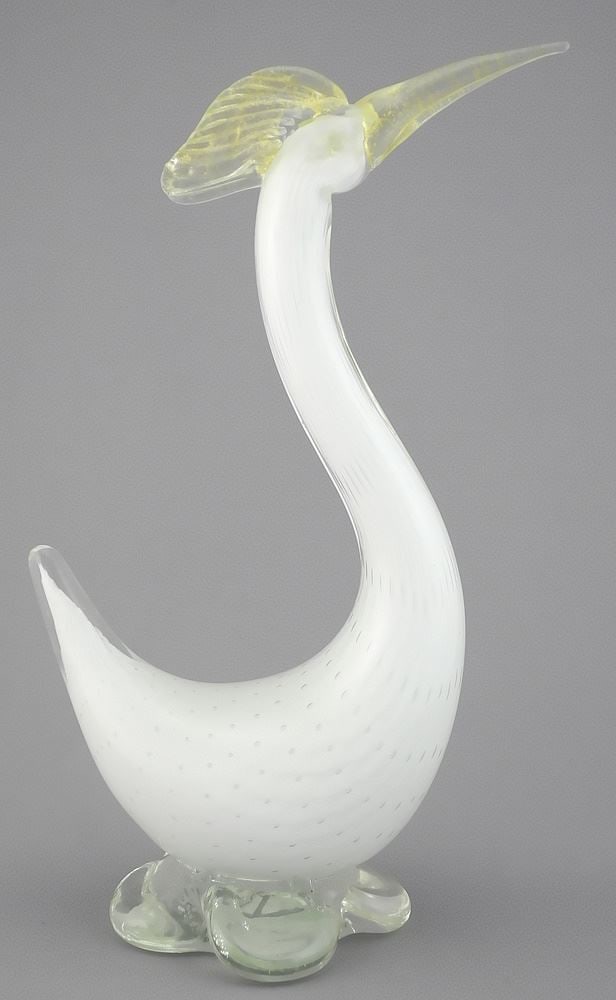 Murano Glass Bird with Raised Head, 12 1/2"h.: Murano Glass Bird with Raised Head, 12 1/2"h.