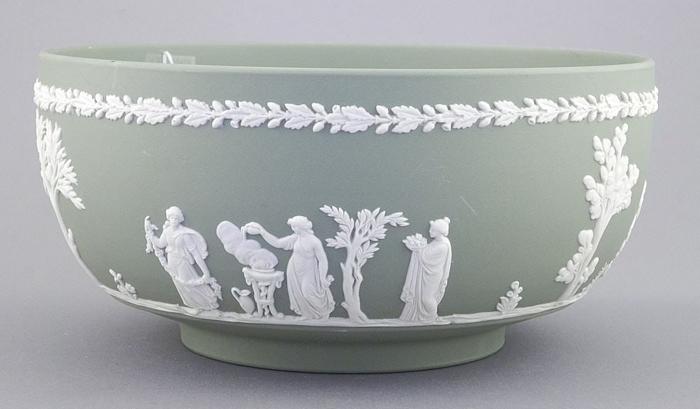 Wedgwood Sage Green Jasper Ware Bowl, 8" Diameter.: Wedgwood Sage Green Jasper Ware Bowl, 8" Diameter.