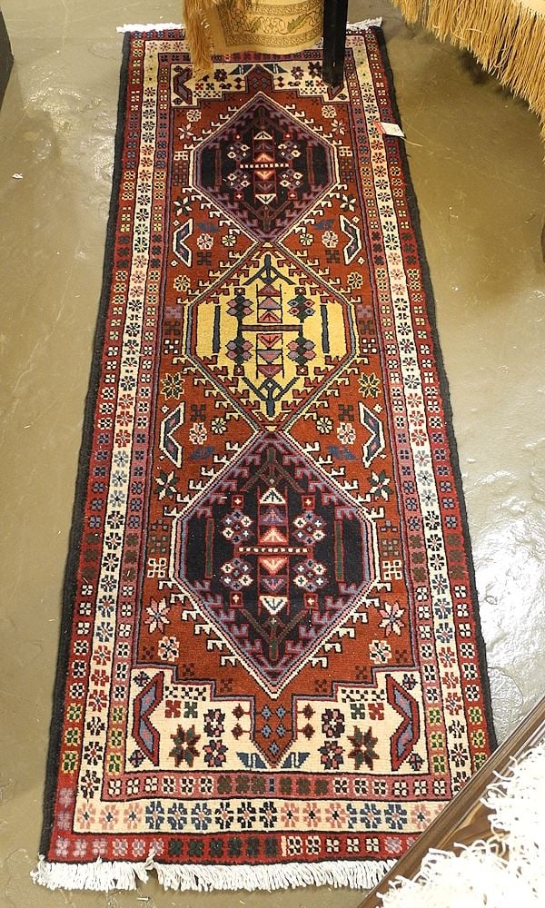 Hand Knotted Wool Ardabil Runner Approximately 2'1" x 6'4". (1 of 2)