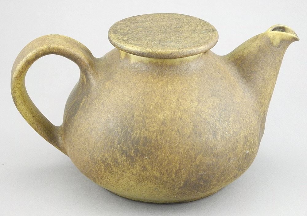 Stoneware Teapot Monogrammed JG (Jan Grove), 8 7/8"L. (1 of 5)
