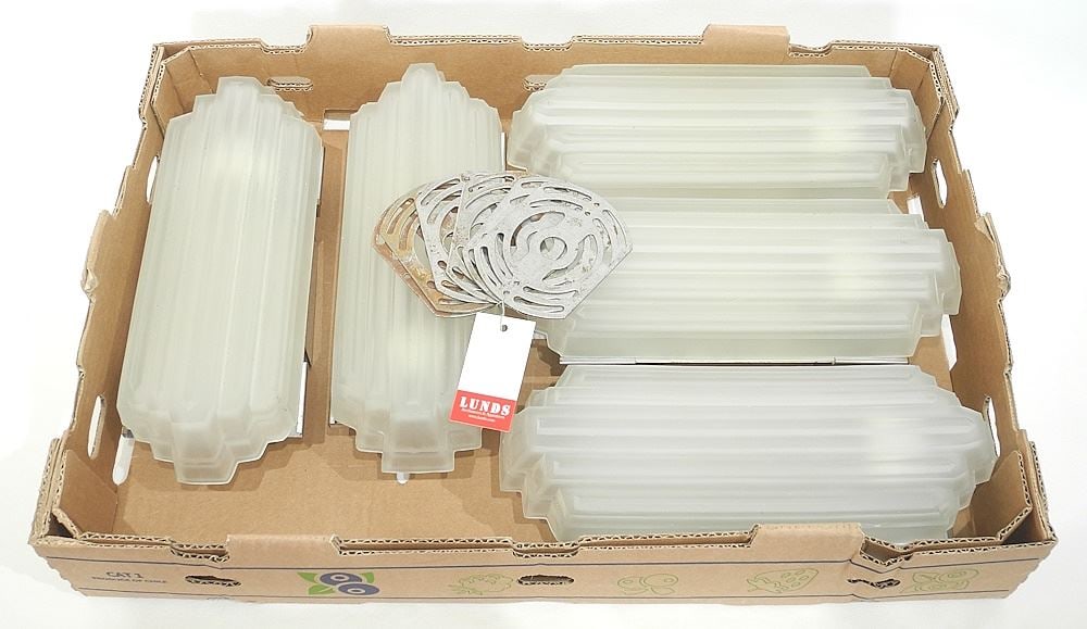 Collection of Art Deco Wall Sconces, 12"h.: Collection of Art Deco Wall Sconces, 12"h.