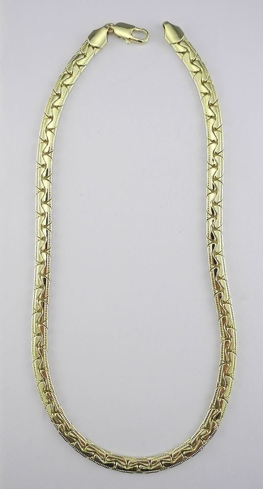 14K Gold Plated Serpentine Cuban Link Necklace, 18"L. (1 of 4)