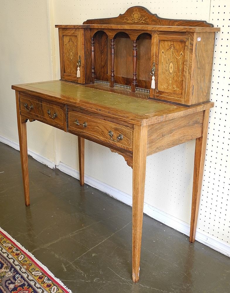 Continental Marquetry Escritoire, 42 3/4" H. x 36" W. x 17 3/4" D.: Continental Marquetry Escritoire, 42 3/4" H. x 36" W. x 17 3/4" D.