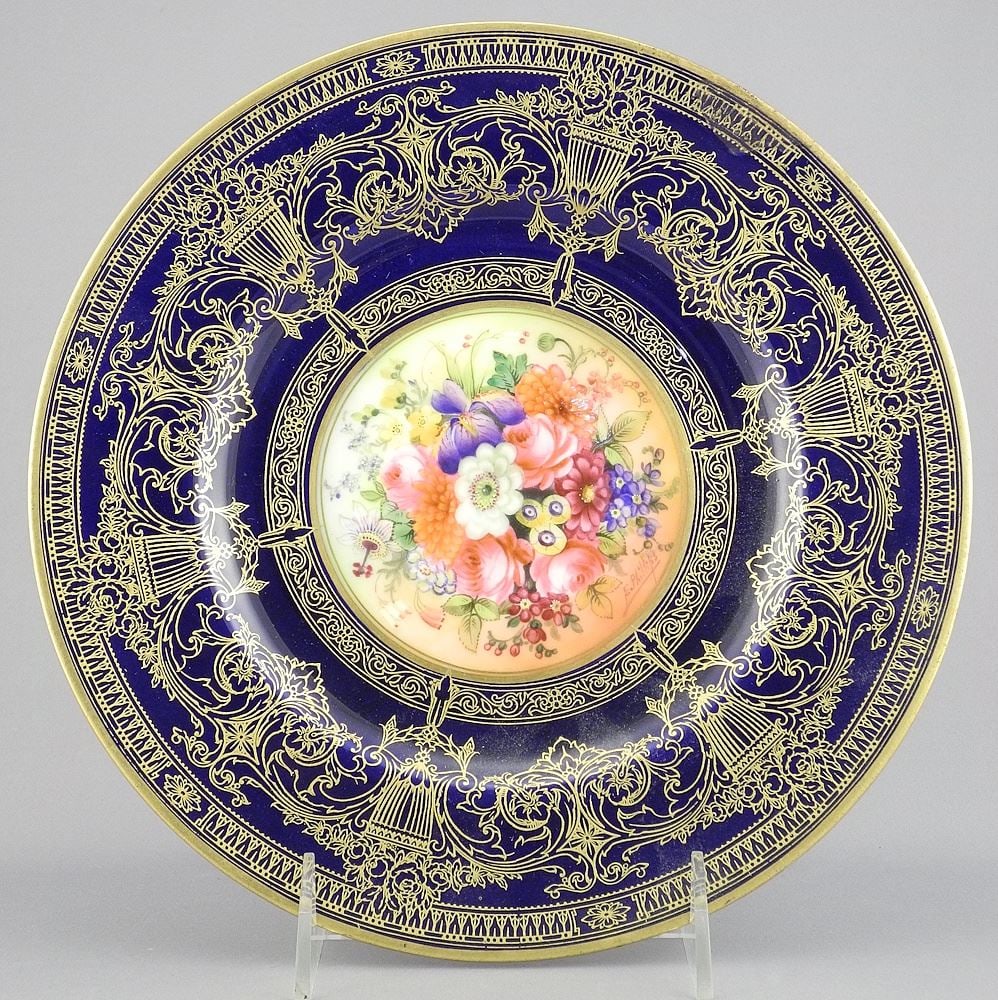 Royal Worcester Cabinet Plate signed E. Phillips, 9 1/8" Diam (edges restored). (1 of 6)