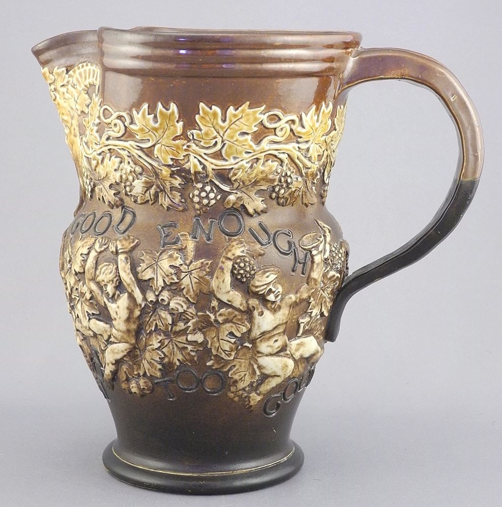 Royal Doulton Bacchanalian Stoneware Motto Ware Pitcher, 7 1/4"h. (1 of 4)