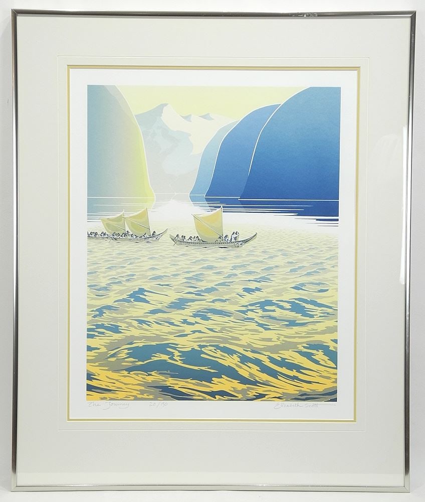 Serigraph signed Elizabeth Scott, 22 x 18", "The Journey" #20/150. (1 of 3)