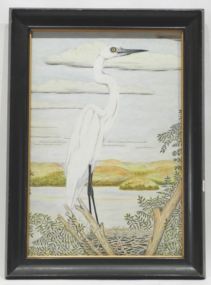 Watercolour signed R. (possibly Robert) McLaughlin, 16 1/4 x 11", "Crane". (1 of 2)