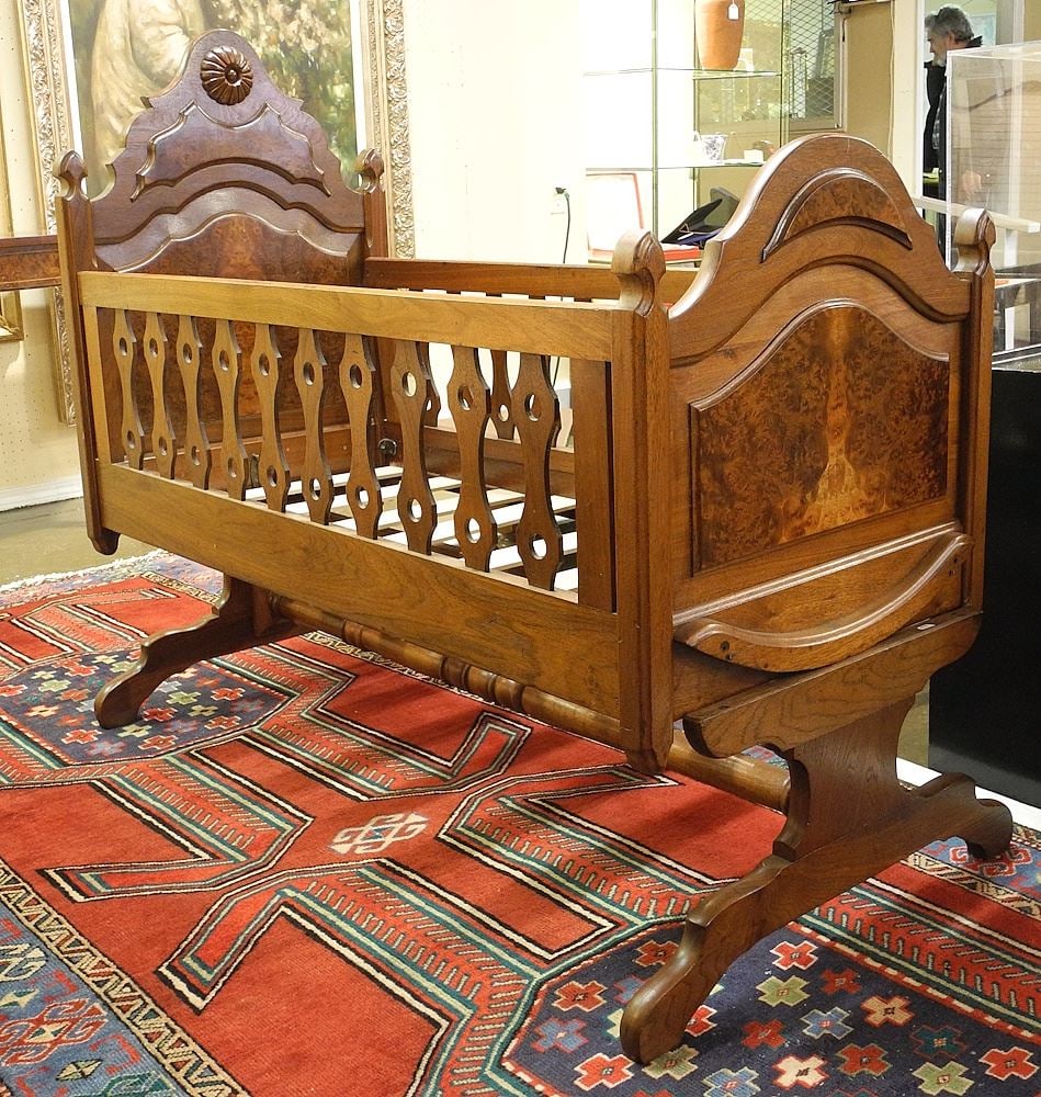 Eastlake Walnut Cradle (49"L), As Found - Lacking Hardware.: Eastlake Walnut Cradle (49"L), As Found - Lacking Hardware.