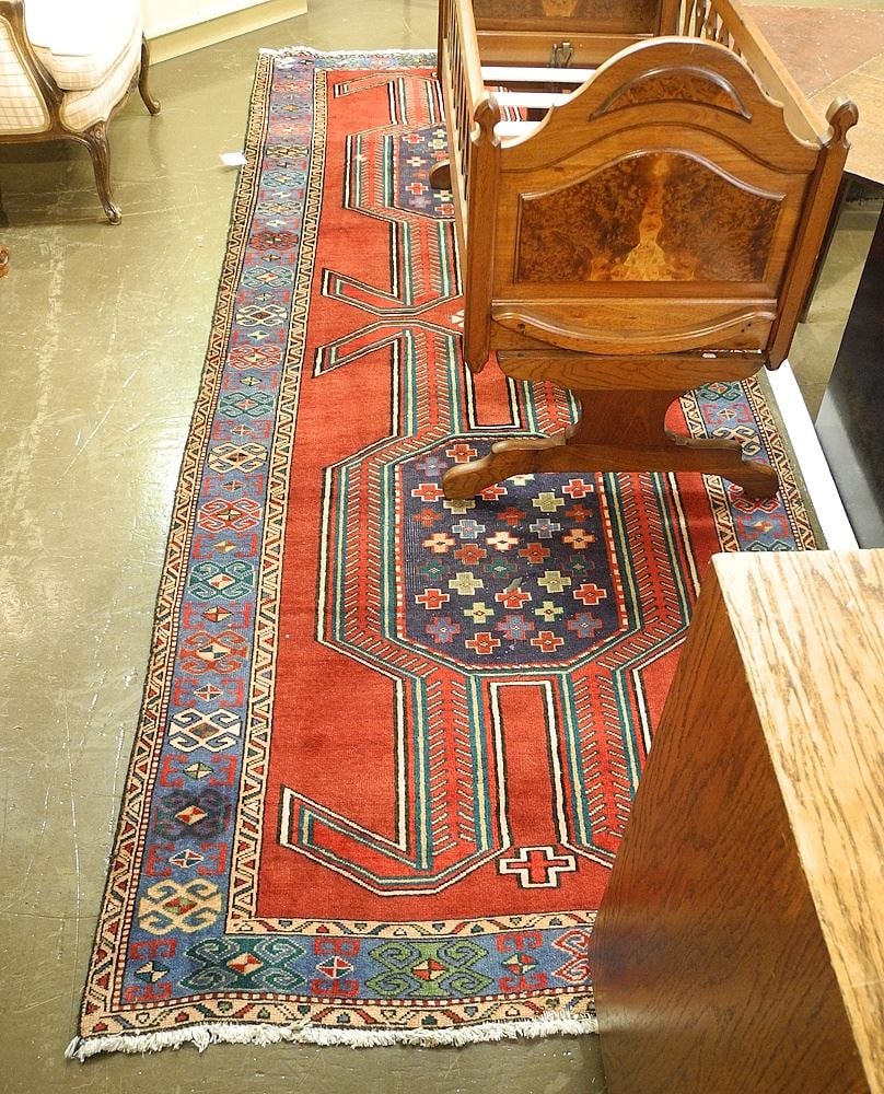 Hand Knotted Persian Runner, Approx. 4' x 10'5" (restored spots noted). (1 of 5)
