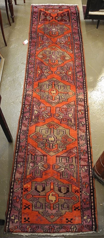 Hand Knotted Wool Ardabil Runner Approximately 2'3" x 9'8". (1 of 4)
