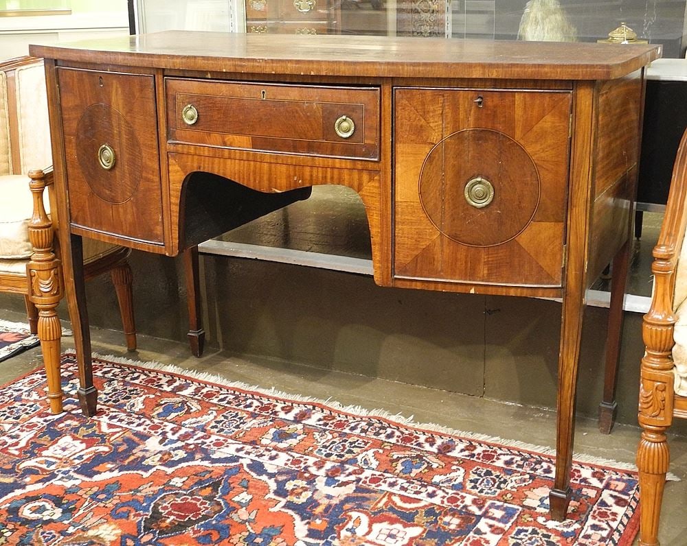 Petite Banded Mahogany Sideboard, 34 x 48 x 24".: Petite Banded Mahogany Sideboard, 34 x 48 x 24".