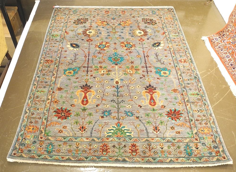 Afghan Hand Knotted Carpet, Martin Ziegler Design, Approximately 6'6" 4'11". (1 of 6)