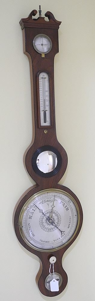 Georgian Mahogany Banjo Barometer, 38". (1 of 5)
