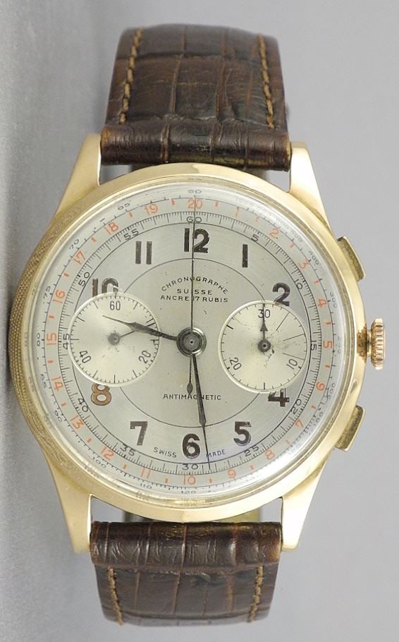 18K (Marked) Chronographe Suisse Chronograph Wristwatch, Serial 3166. (1 of 7)