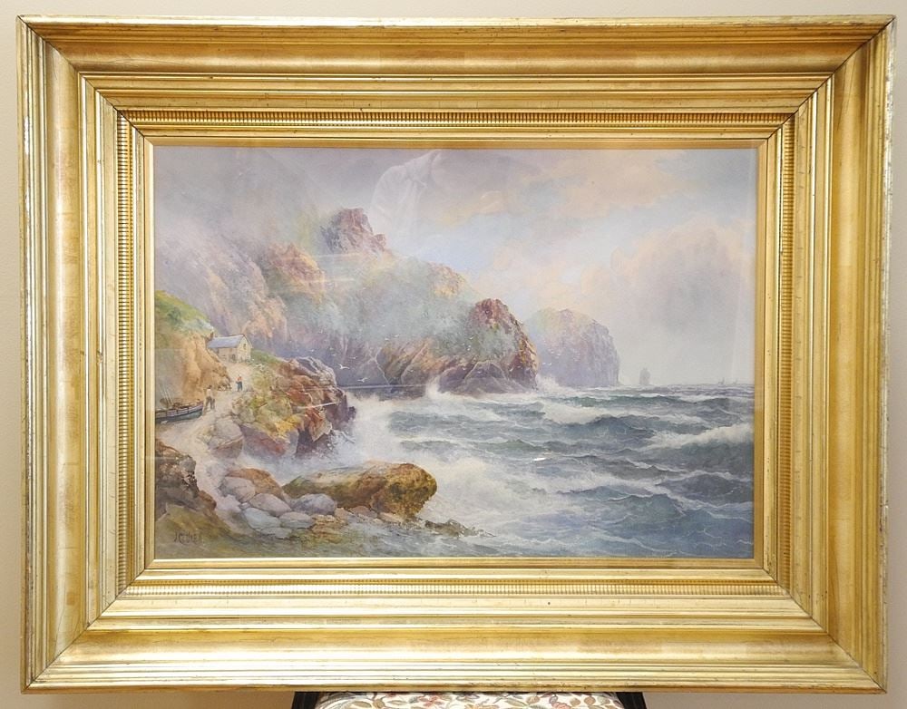 Watercolour signed J.C. Uren, 18 x 26", "Coastal Scene". (1 of 7)