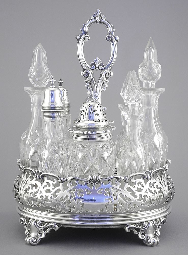 Silver Cruet Set Edward & John Barnard/London/1856, 10 x 7 1/4 x 6 1/4". (1 of 14)
