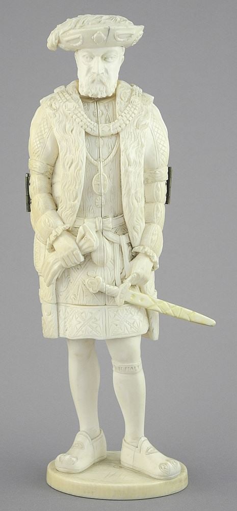 A Dieppe Carved Triptych Figure of Henry VIII, 8 1/4" (No Export). (1 of 10)