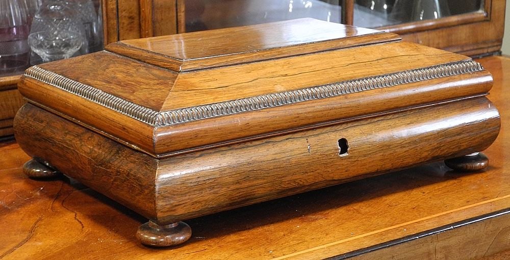 Regency Carved Rosewood Gaming Box. (1 of 7)