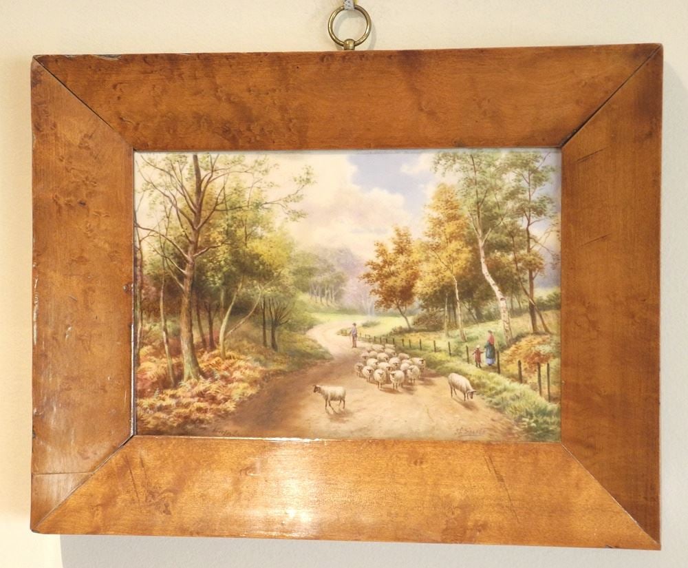 Painting on Porcelain Signed J E Savage, 5 3/4" x 8 3/4", "Returning Home" (1 of 8)