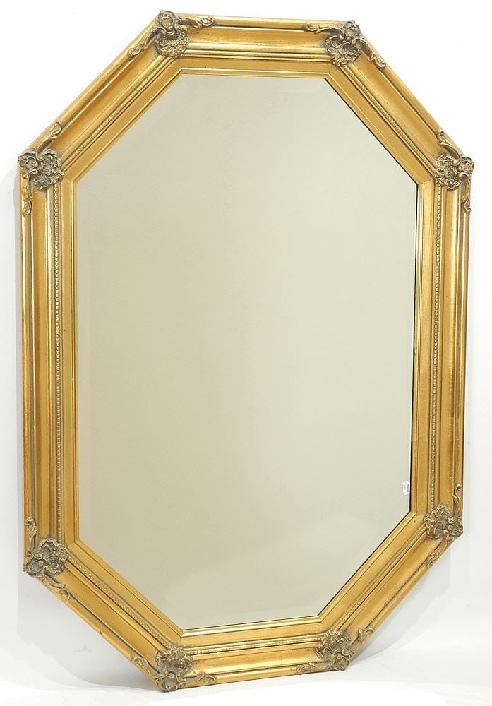 Octagonal Gilt Framed Mirror, 40 1/4 "h. (1 of 3)