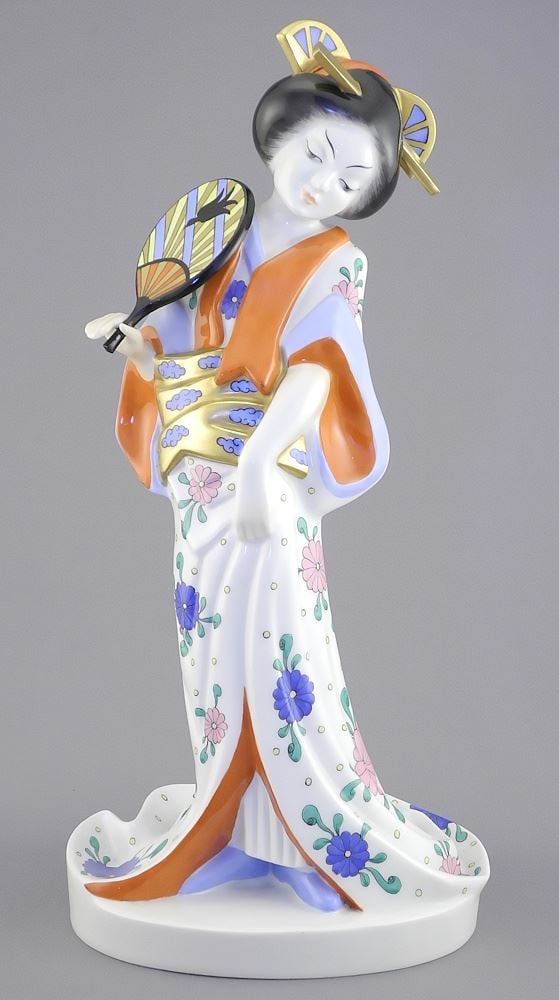 Herend Porcelain Japanese Figure, 13 3/8"h.: Herend Porcelain Japanese Figure, 13 3/8"h.