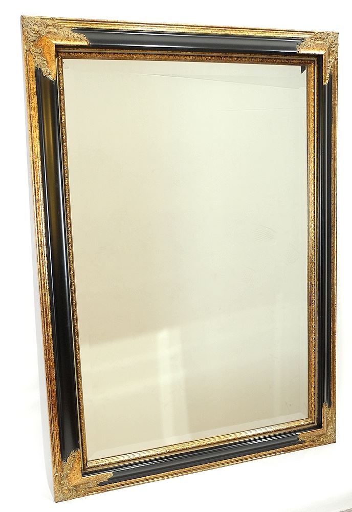 Black & Gilt Framed Mirror, 42 x 30" (1 of 3)