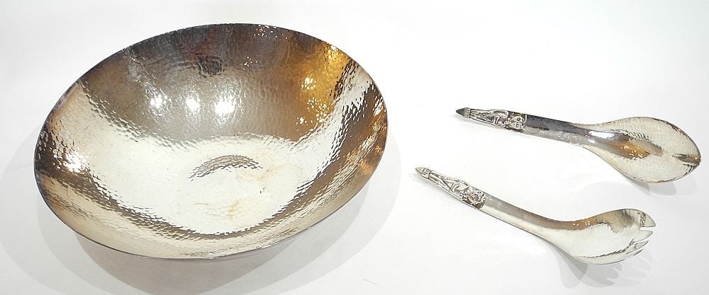 Jefferies & Co Sterling Salad Servers   grams with Plated Bowl (1 of 6)